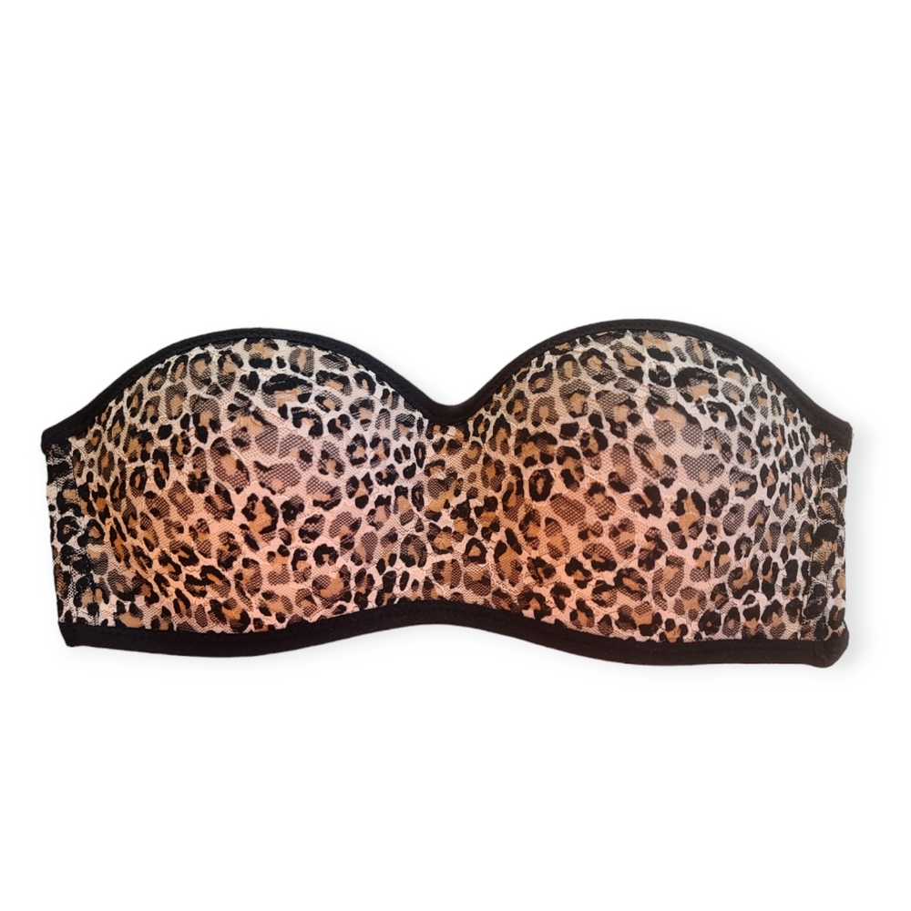 ❤️3 for $10- Victoria's Secret pink leopard lace bandeau bra size small - Picture 2 of 4